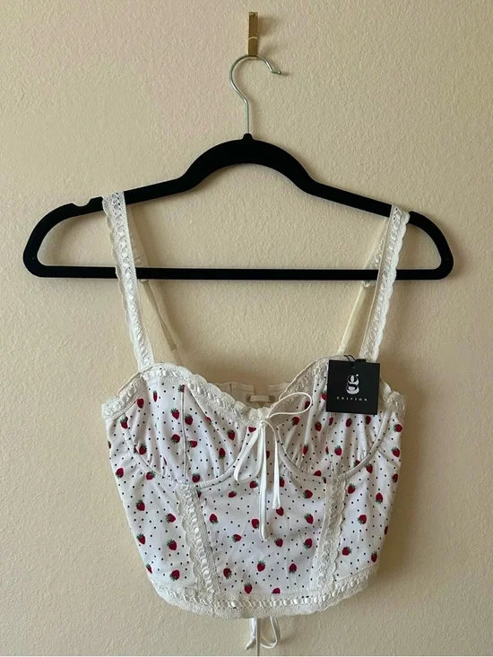 Garage White Strawberry Print Cupped Bustier (Brand new with tags) - Picture 3 of 5